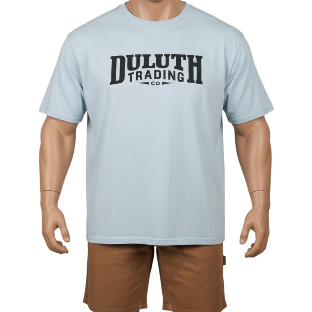 Duluth Trading Longtail T Classic Logo Mens 2XL Light Blue Workwear Tee Gorpcore